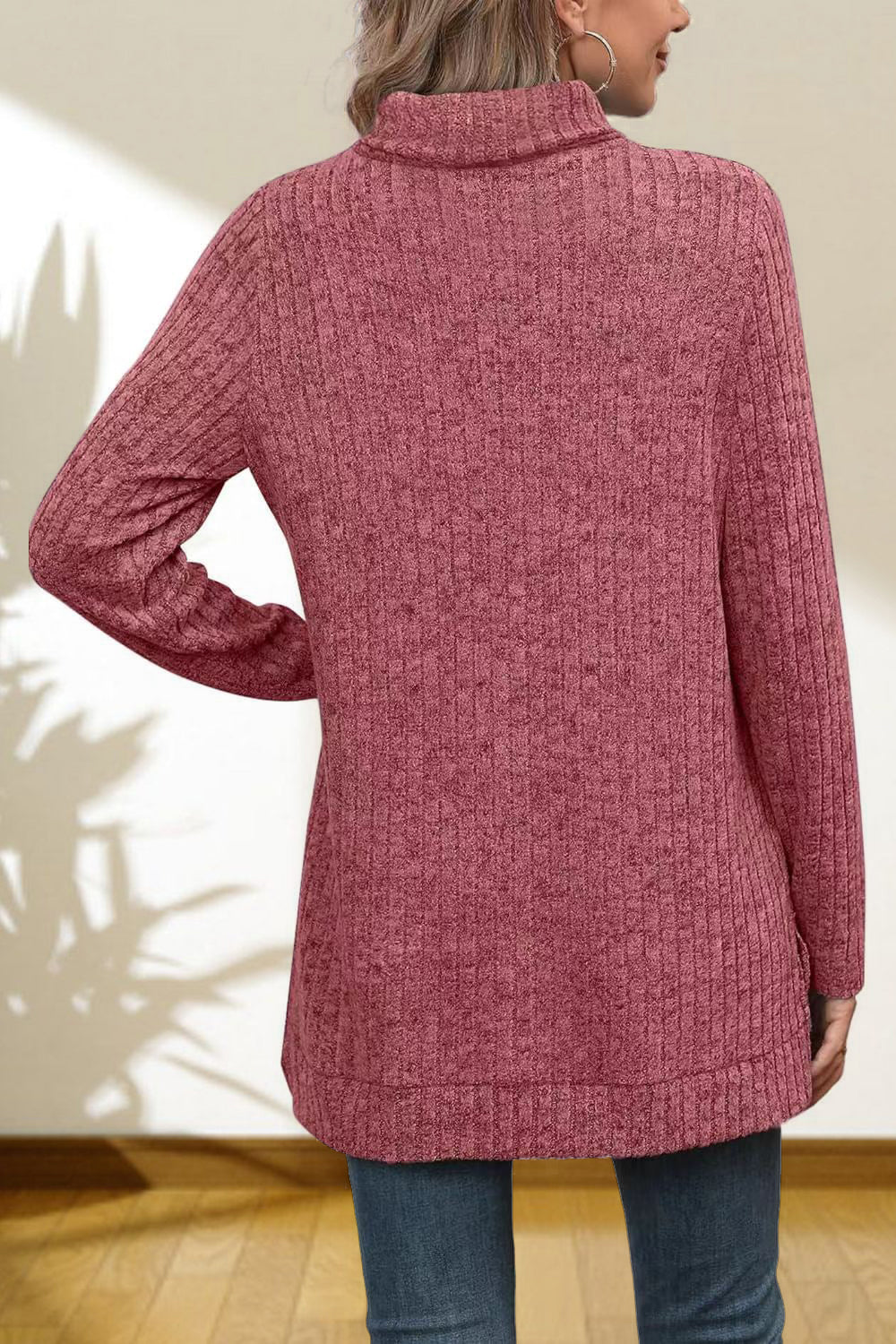 Women's Turtleneck High Low Top