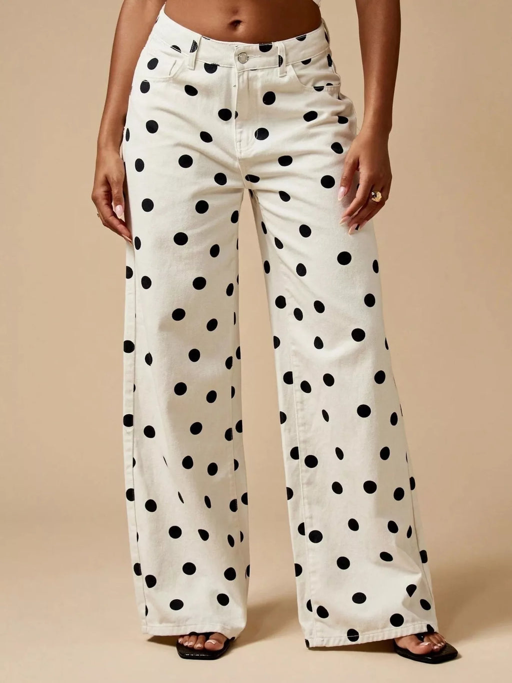 Women's Polka Dot Wide-Leg Jeans