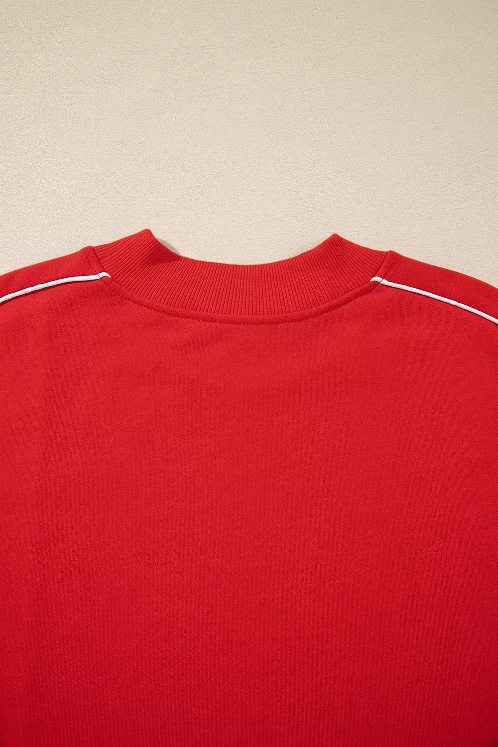 Women's Red Stand Neck Long Sleeve Regular Fit Sweatshirt - Red