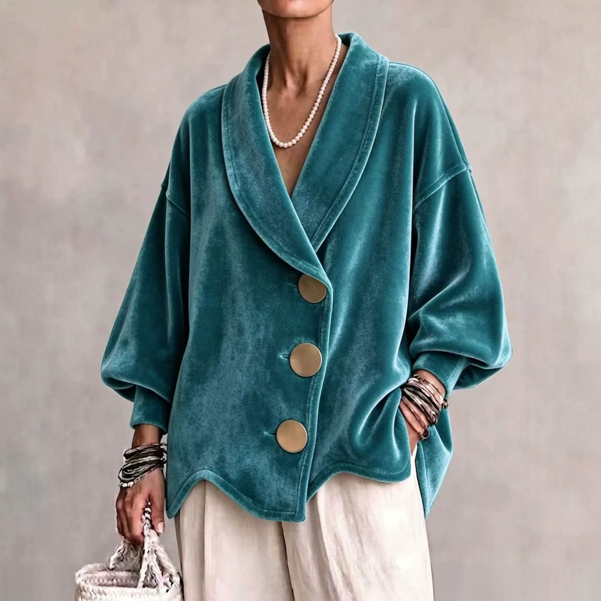 Women's Knitted Crew-neck Long-sleeve Cardigan Sweater
