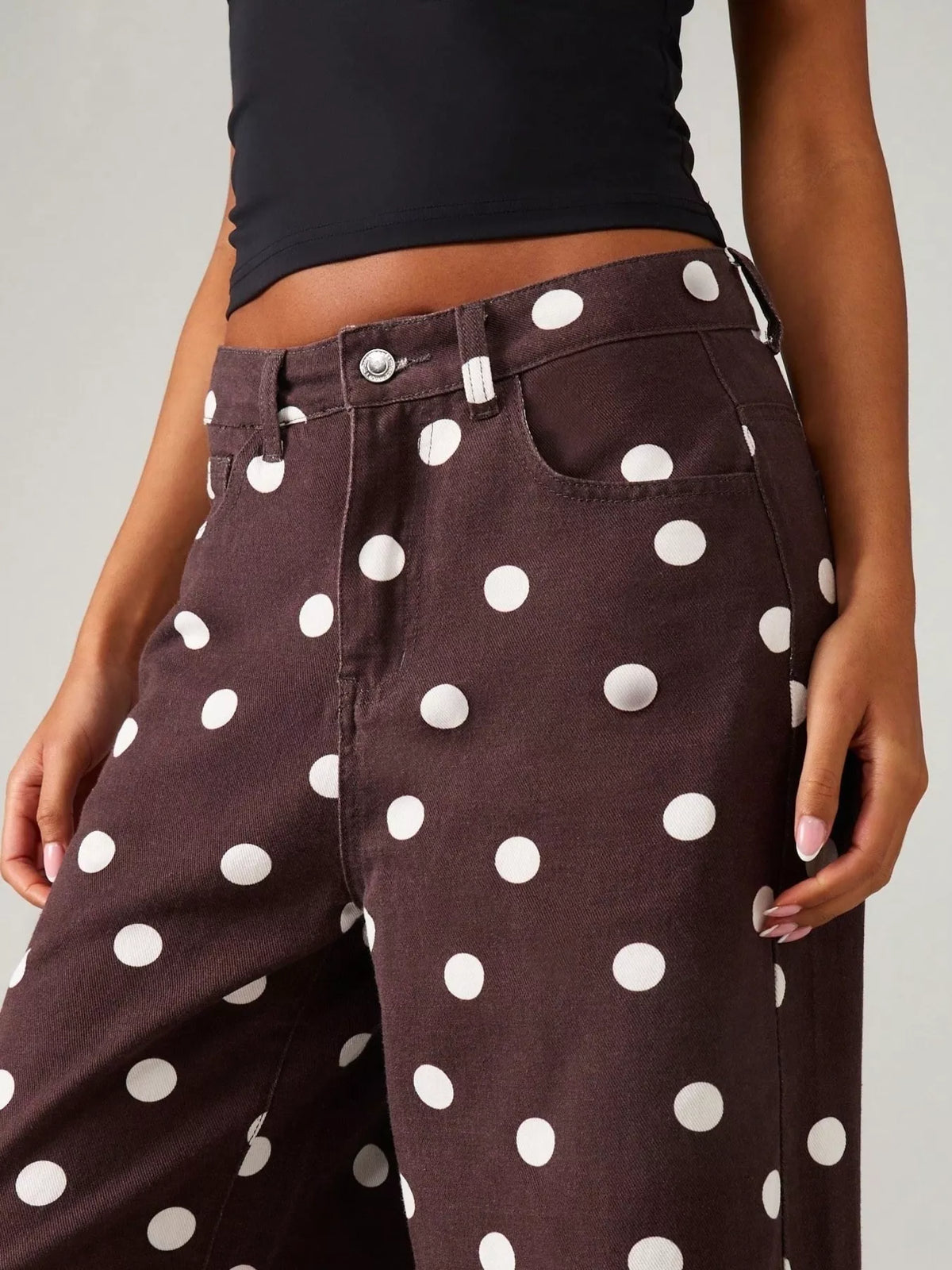 Women's Polka Dot Wide-Leg Jeans