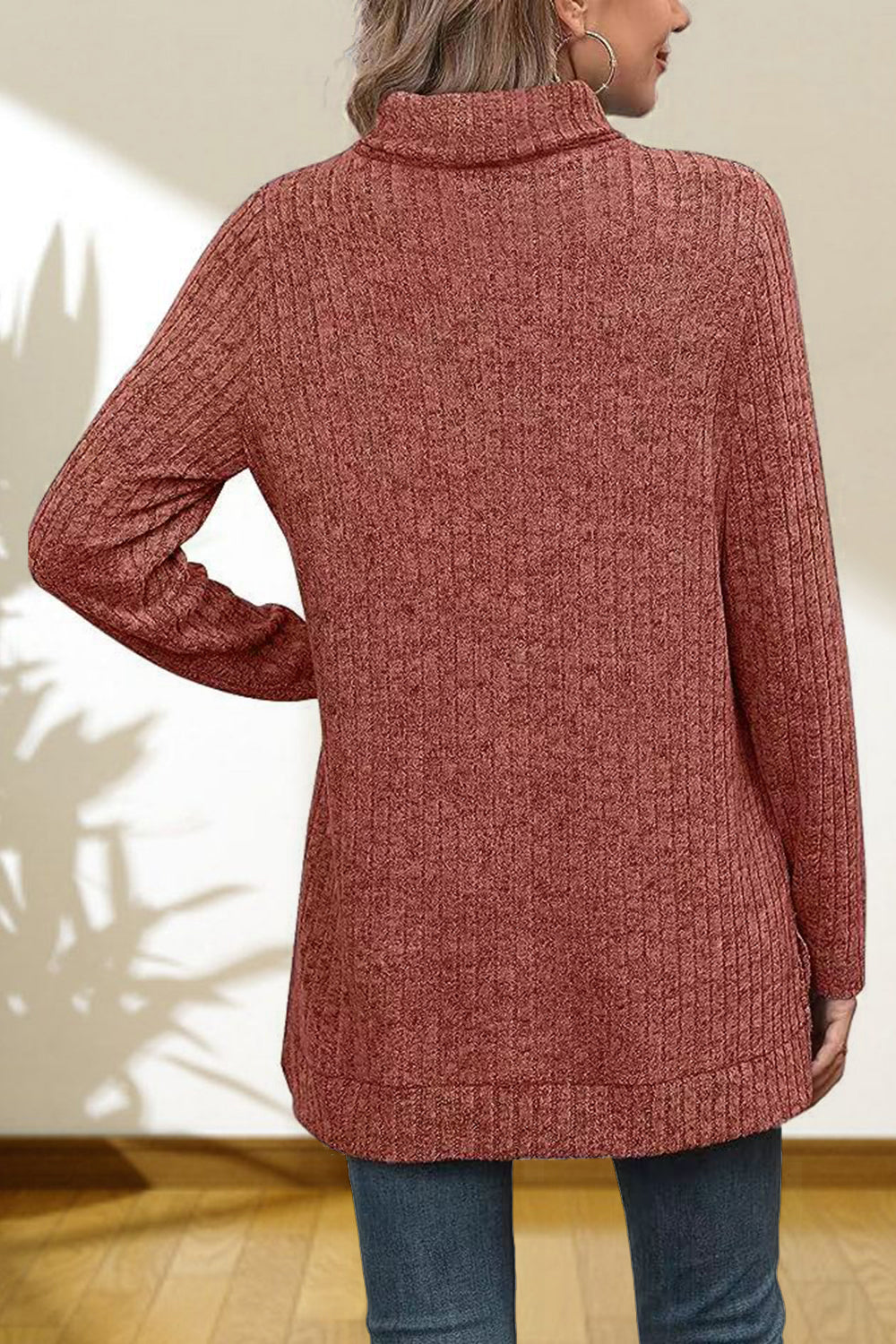 Women's Turtleneck High Low Top