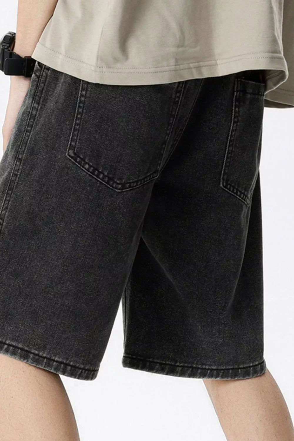 Men's Full Size Vintage Wash Drawstring Denim Shorts Plus Size