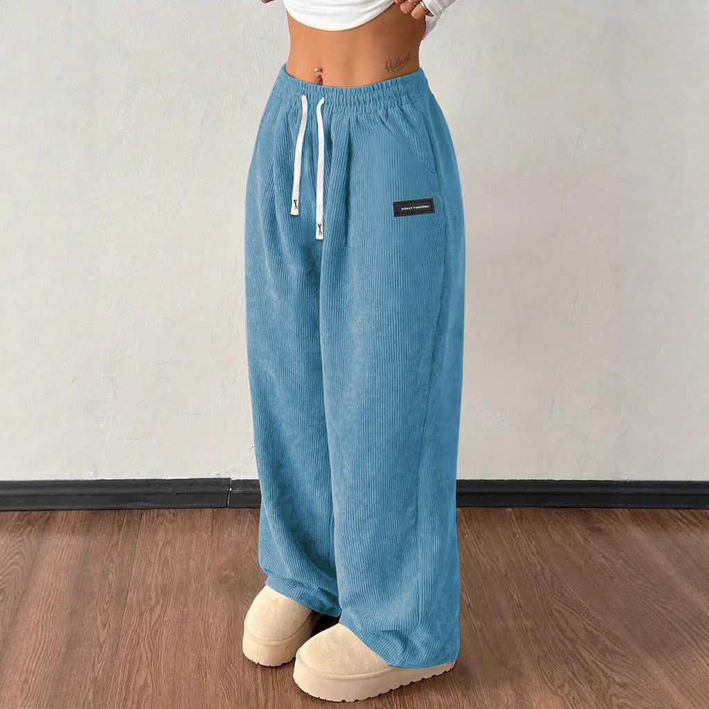 Autumn And Winter New Loose Drawstring Solid Color Pocket Casual Versatile Women's Pants