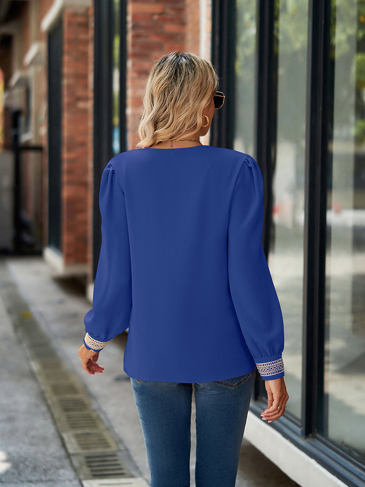 Women's V-Neck Long Sleeve Blouse