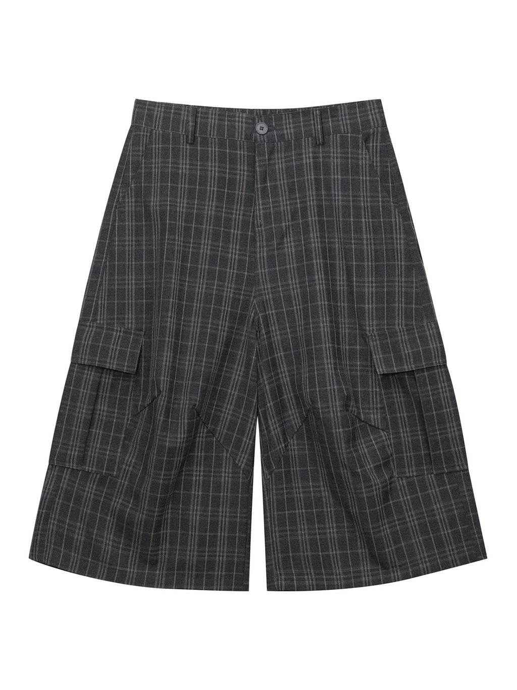 Men's Dark Gray Men's Plaid Wide-Leg Capris - Dark Gray