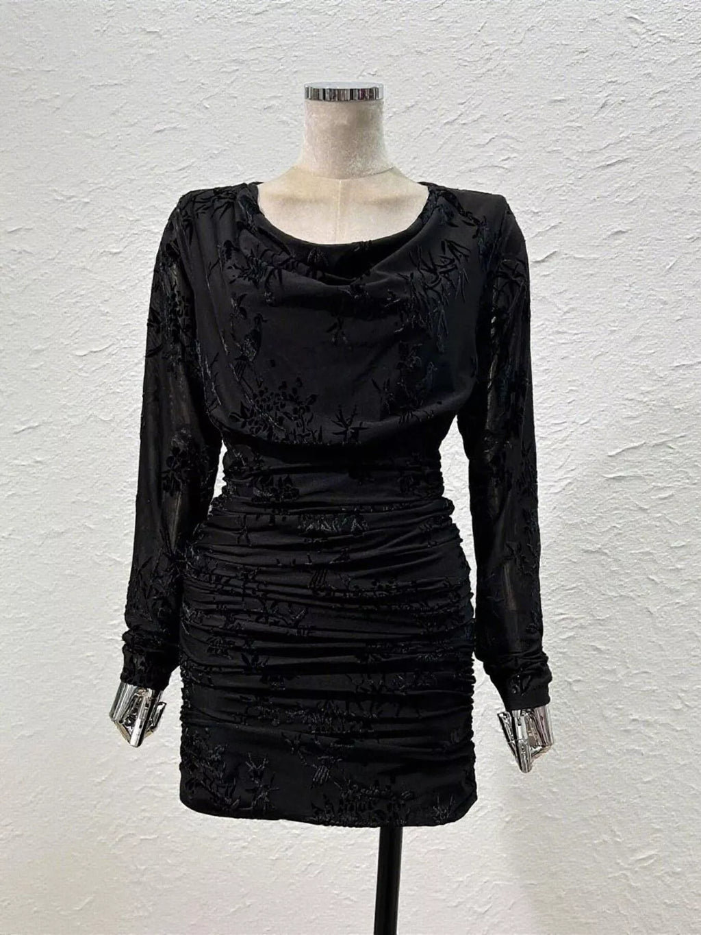 Women's Ruched Long Sleeve Mini Dress
