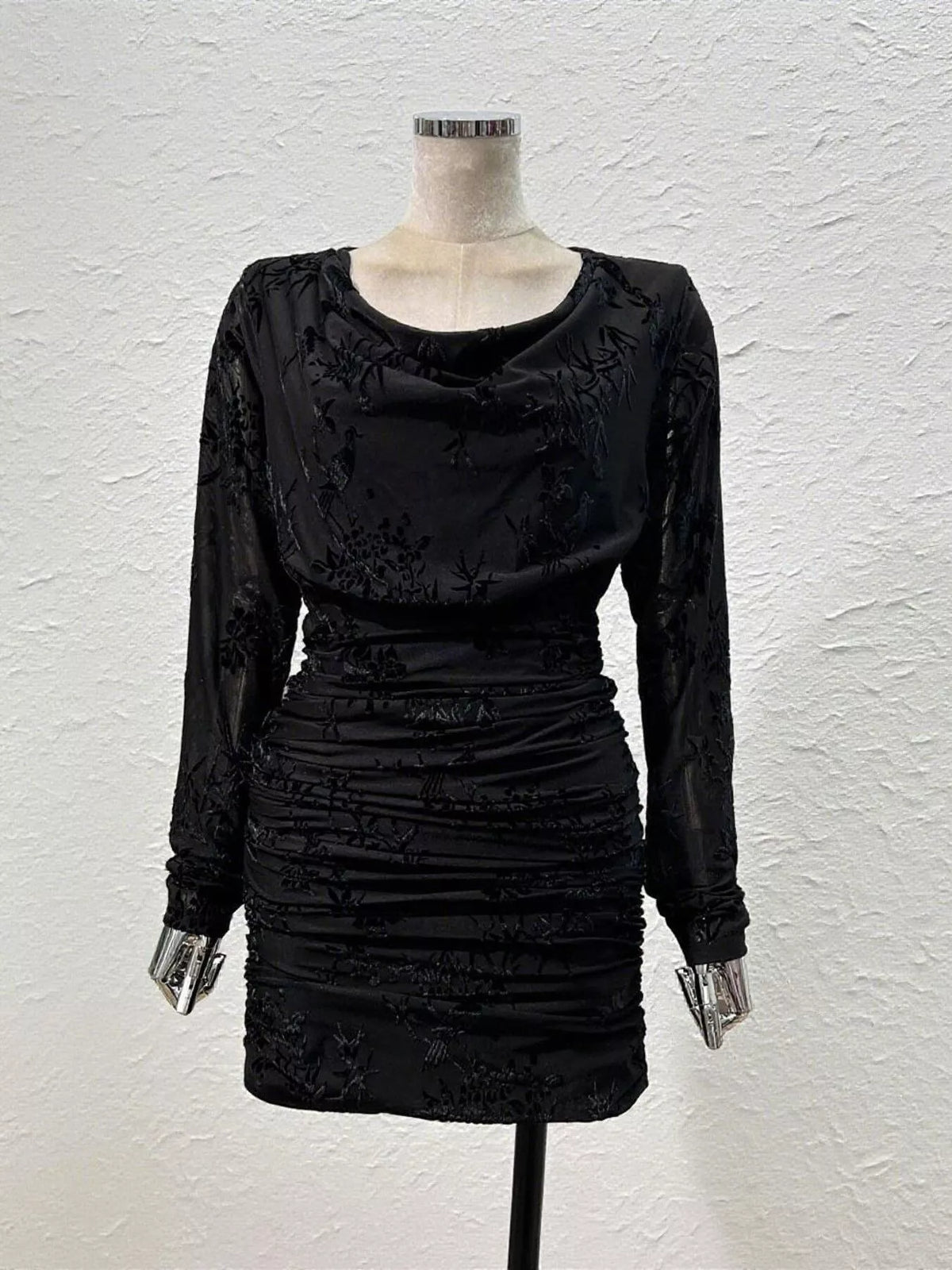 Women's Ruched Long Sleeve Mini Dress