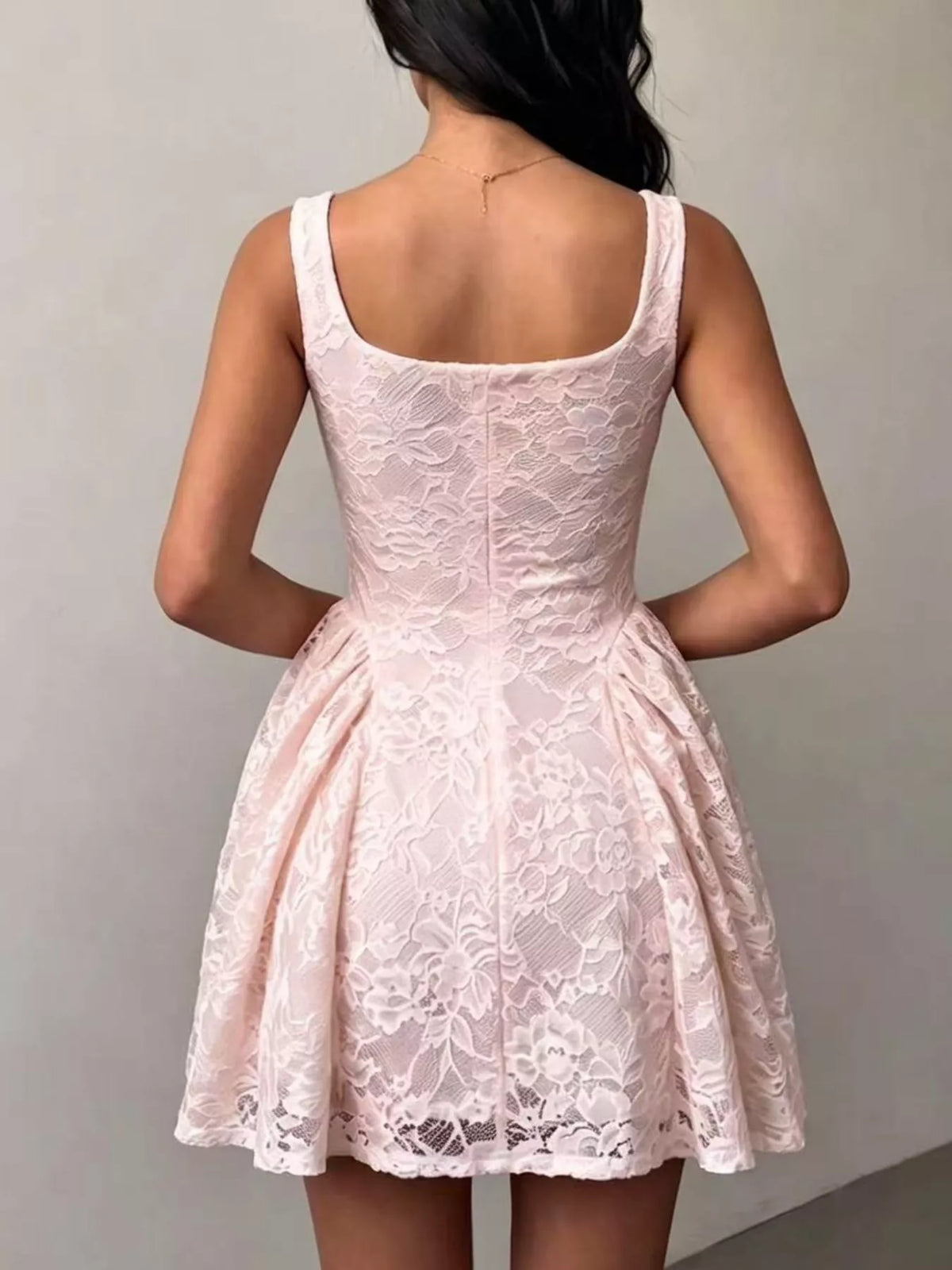 Women's Floral Lace Square Neck Mini Dress