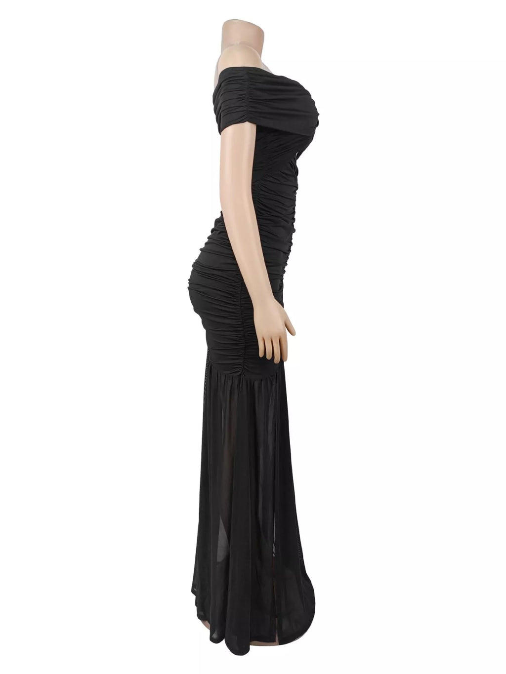 Women's Off-Shoulder Ruched Mermaid Maxi Dress