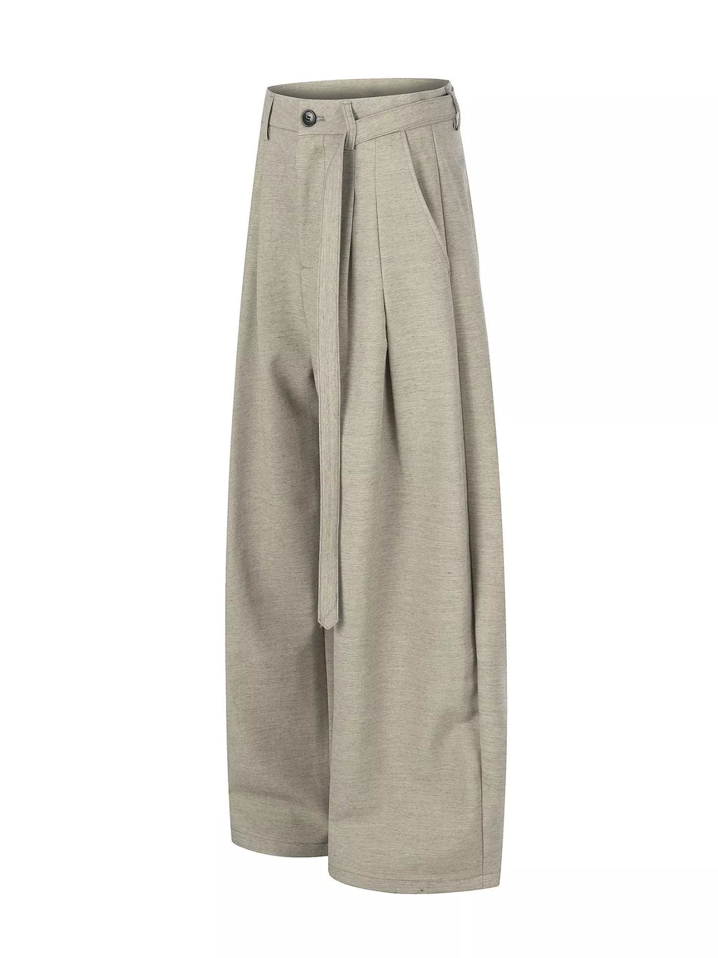 Men's Tan Men's Wide-Leg Pleated Pants - Tan