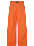 Men's Orange Men's High-Waisted Wide-Leg Pants - Orange