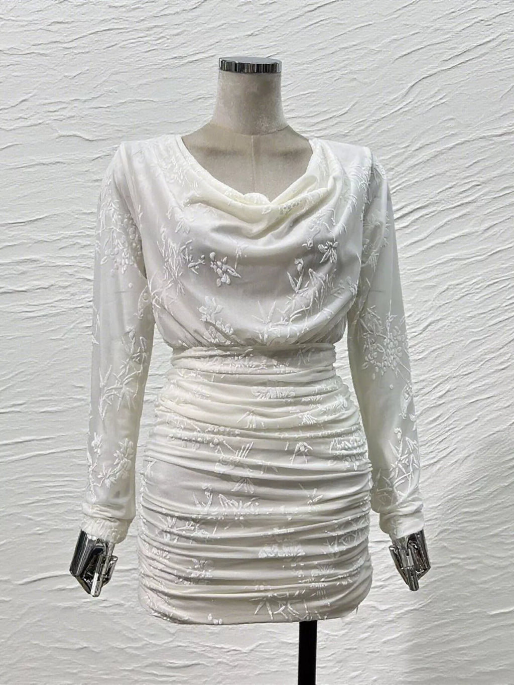 Women's Ruched Long Sleeve Mini Dress
