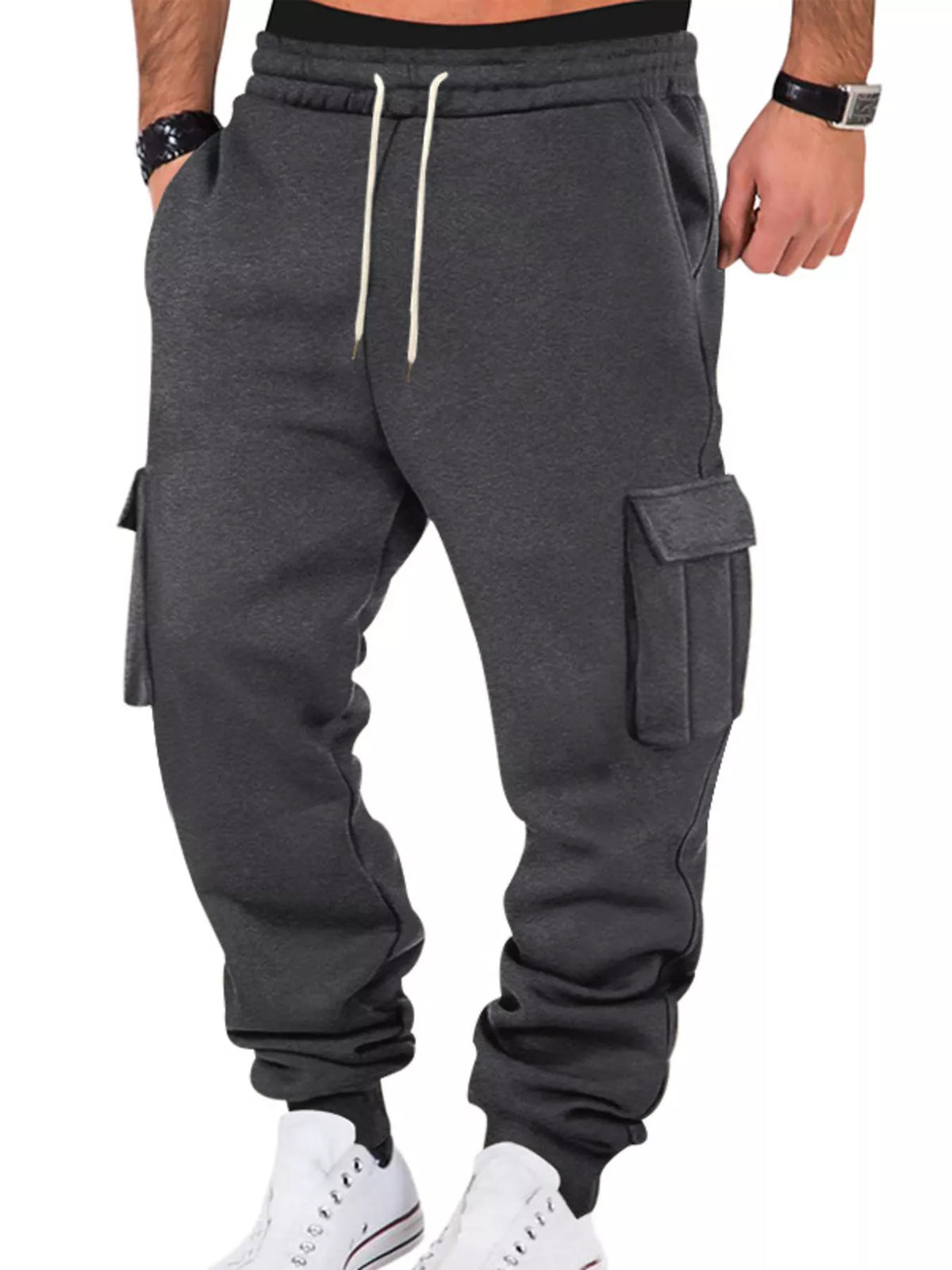 Men's Full Size Casual Joggers with Multi-Pocket Plus Size