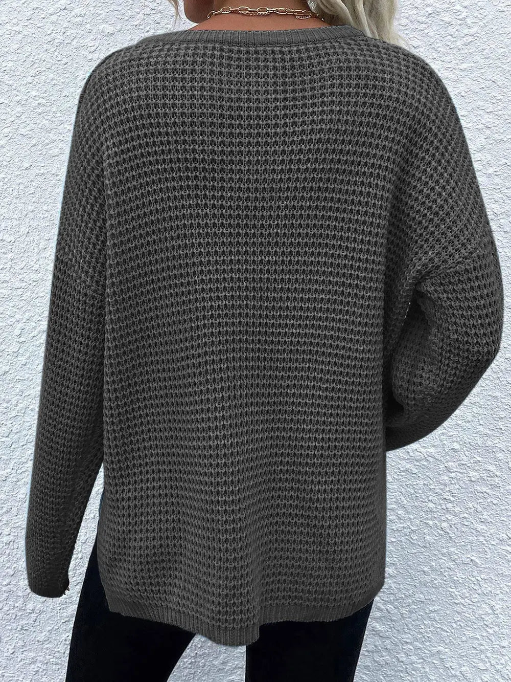Women's Notched Long Sleeve Sweater