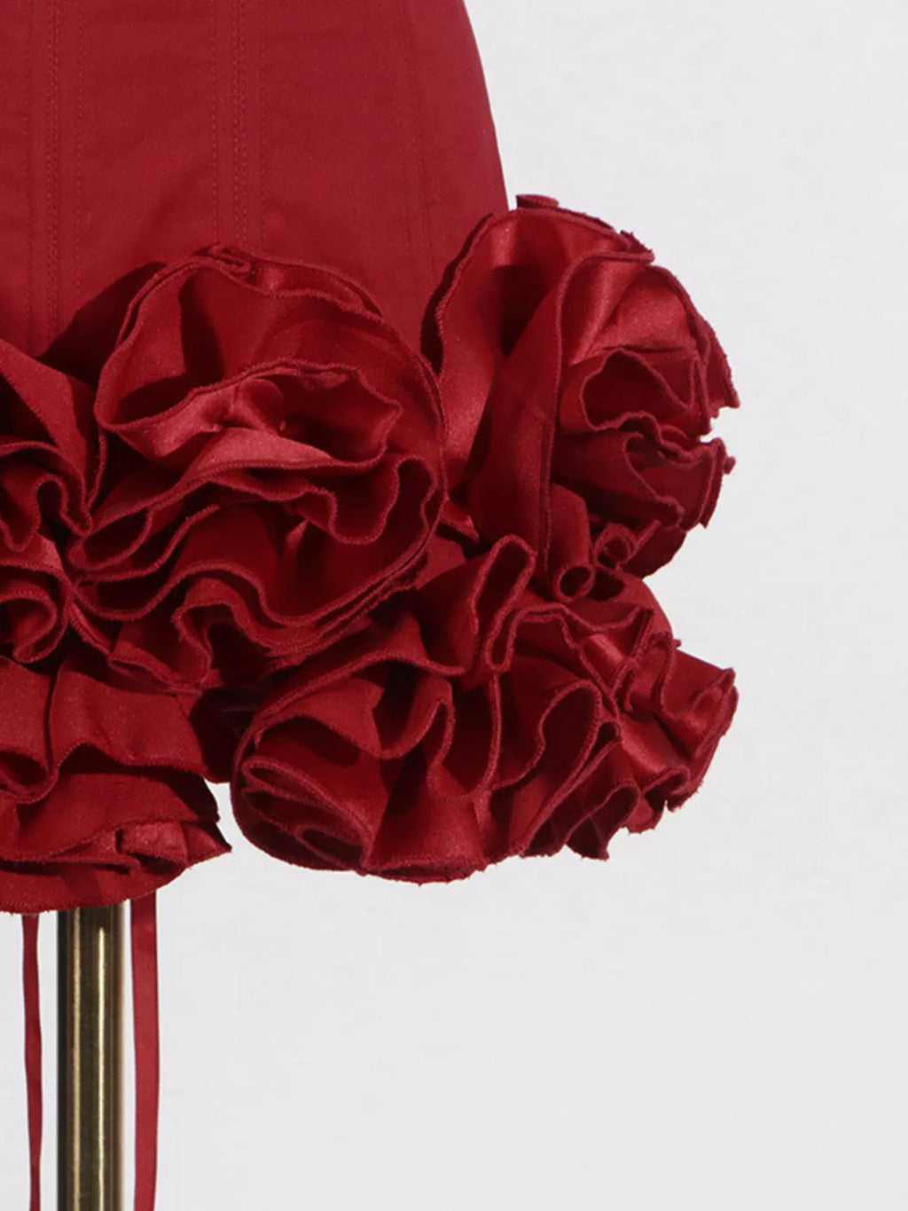 Women's Red Ruffled Hem Tube Mini Dress - Red