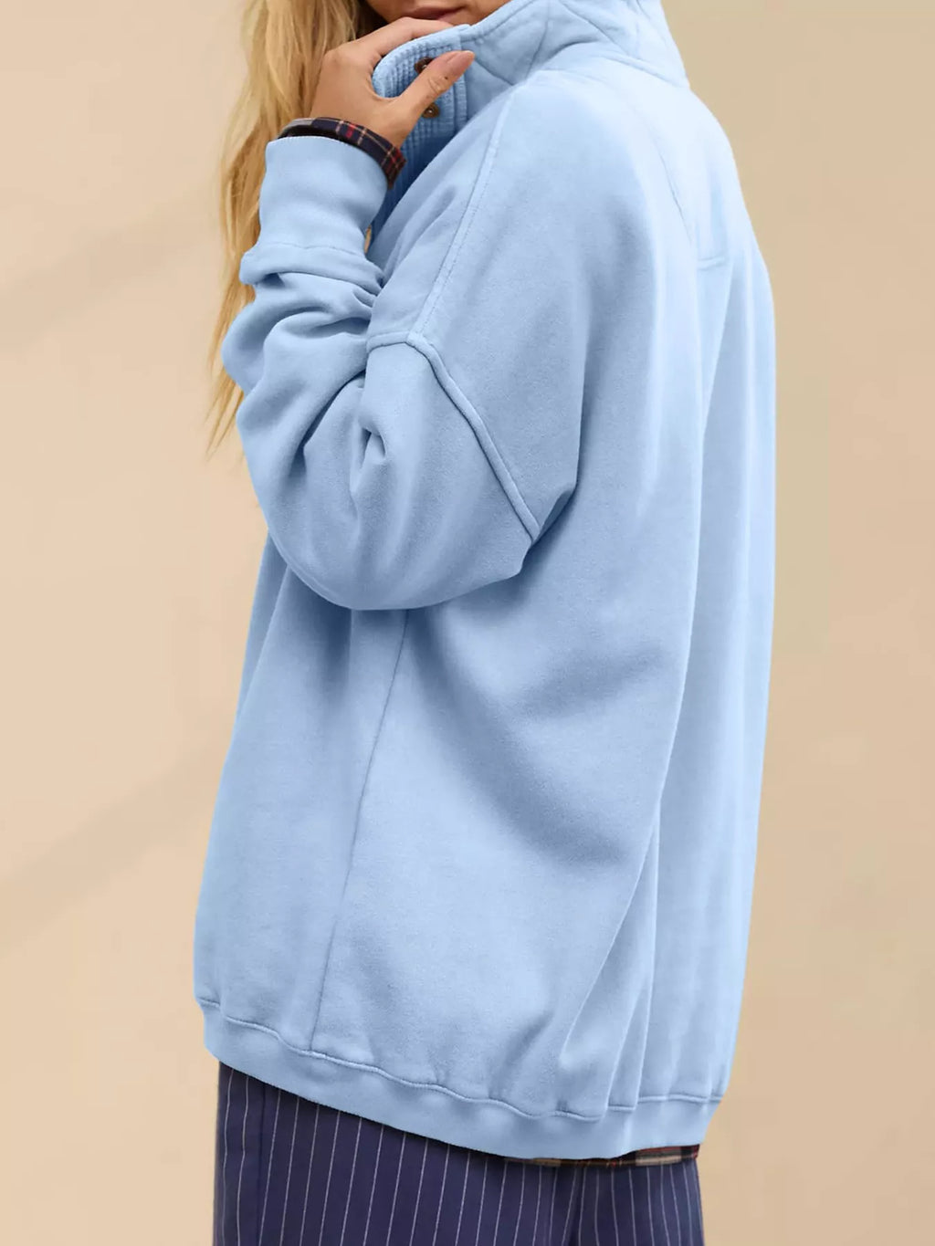 Women's Half Snap Dropped Shoulder Sweatshirt