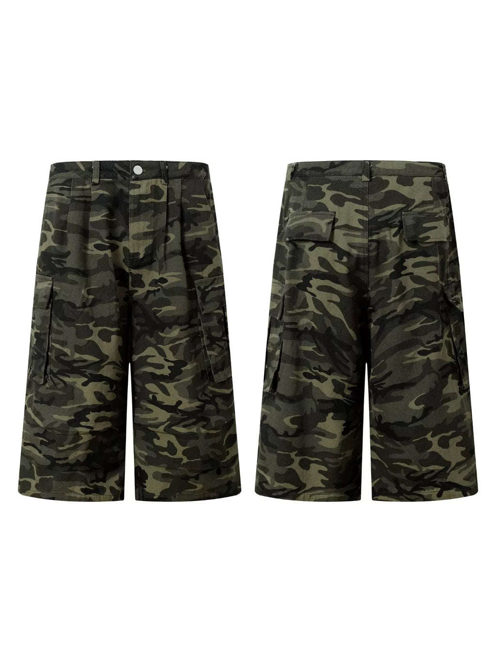 Men's Camouflage Color Men's Camouflage Cargo Wide-Leg Capris - Camouflage Color