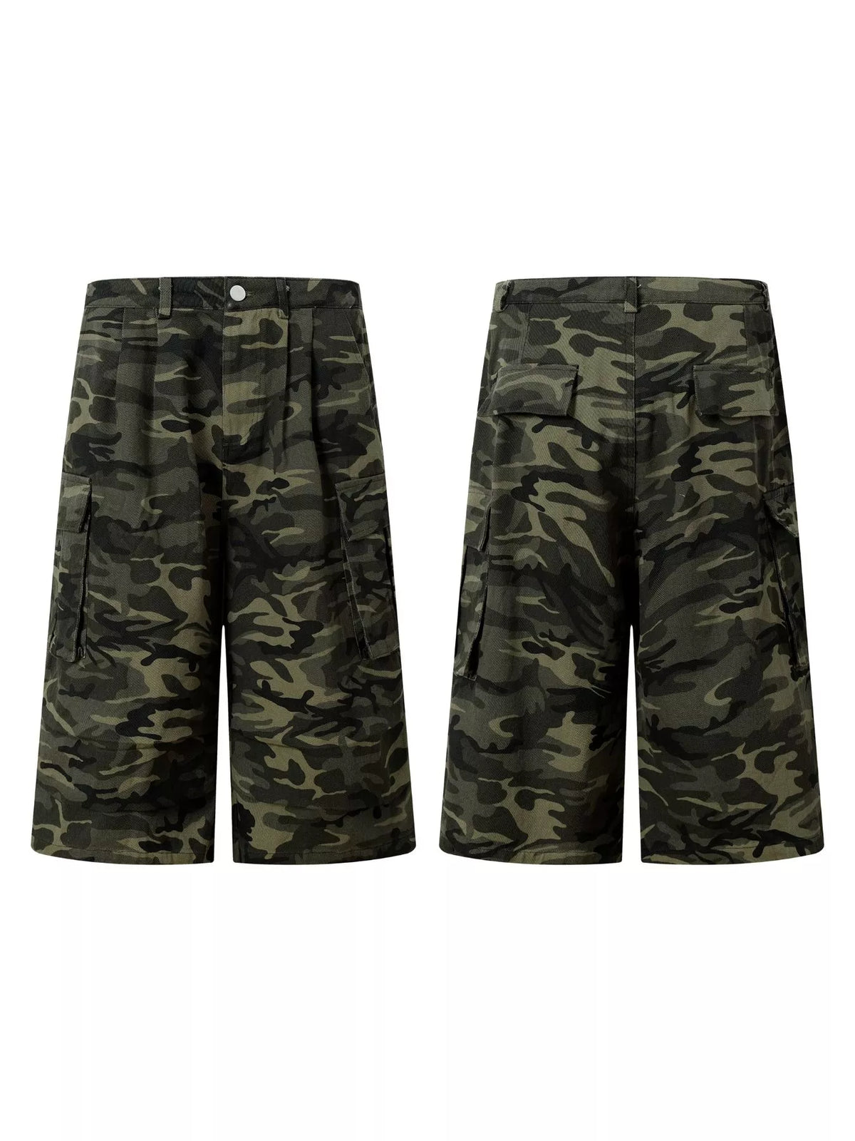 Men's Camouflage Color Men's Camouflage Cargo Wide-Leg Capris - Camouflage Color