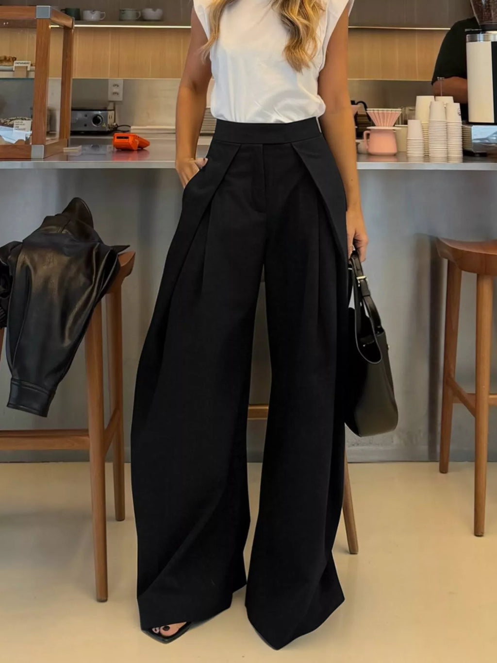 Women's High-Waisted Wide-Leg Pants