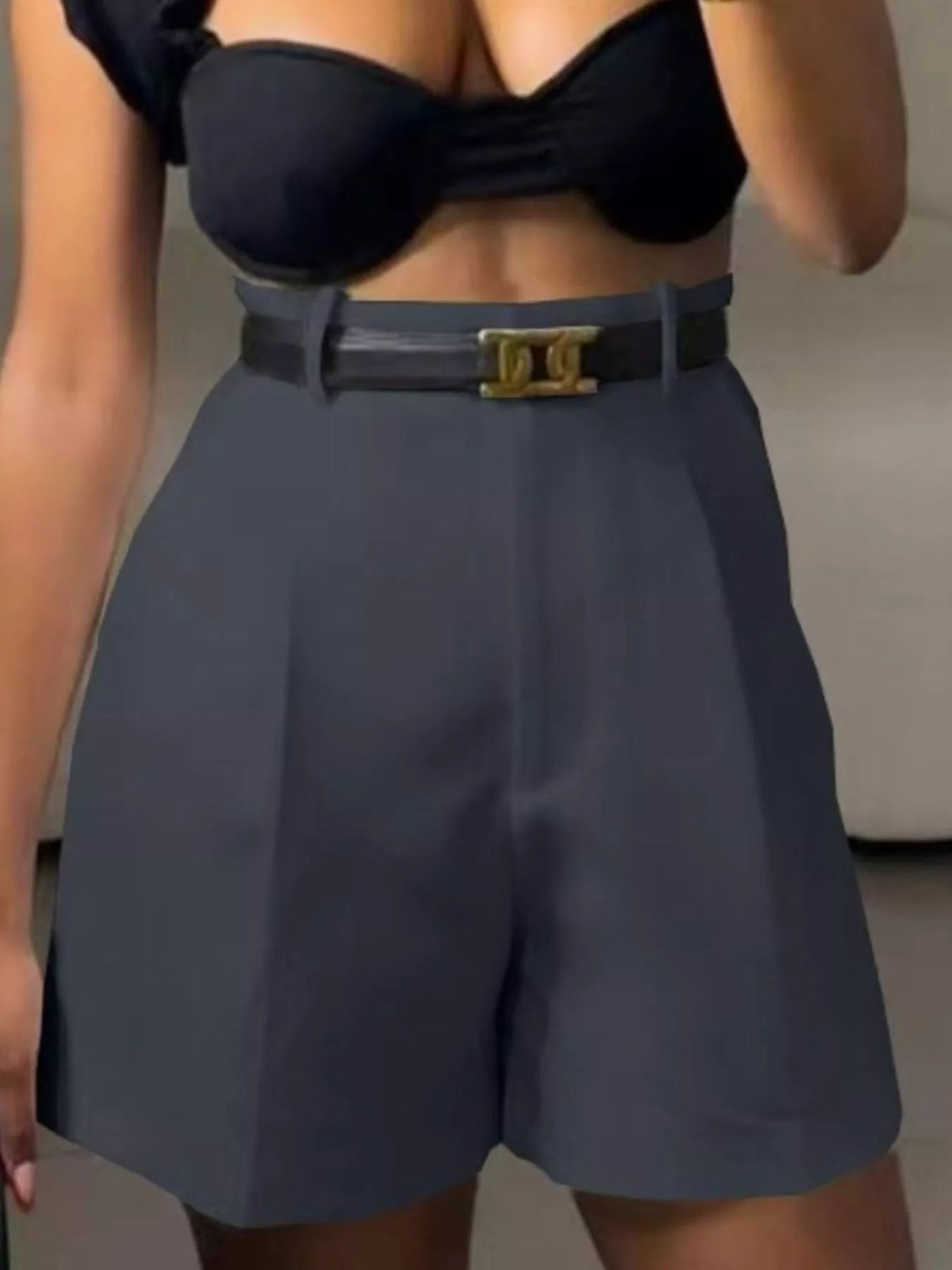 Women's High-Waisted Pleated Shorts