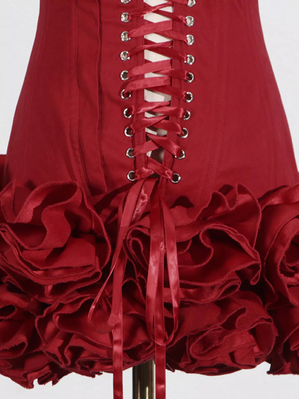 Women's Red Ruffled Hem Tube Mini Dress - Red