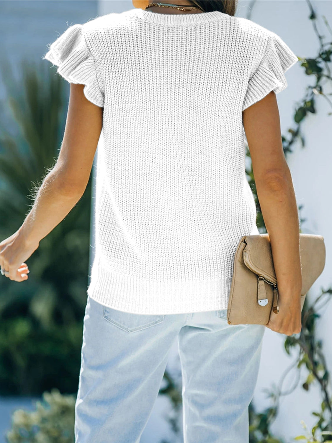 Women's Round Neck Cap Sleeve Sweater