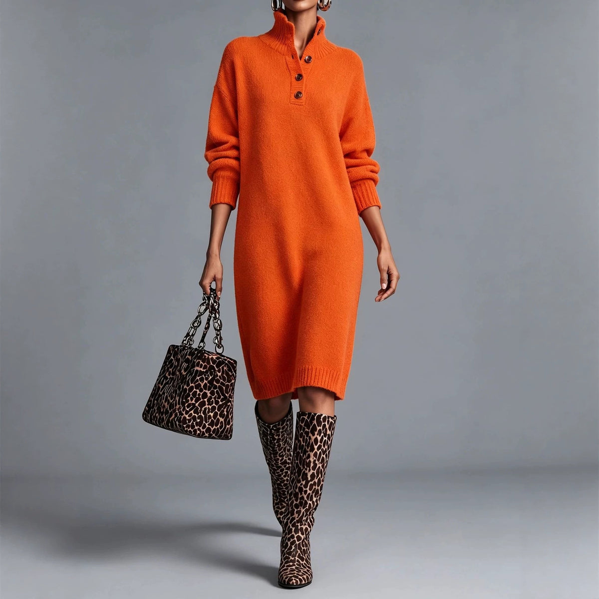 Women's Casual Turtleneck Knit Dress