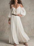 Women's Lightweight Pleated Off-shoulder Slip Dress