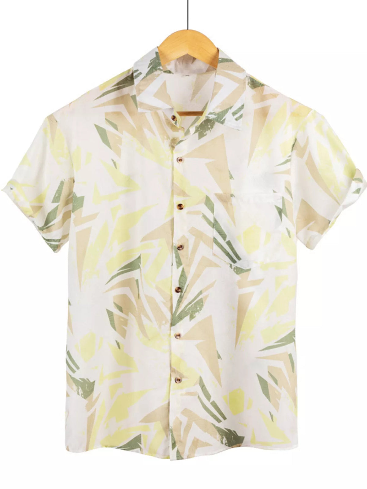 Men's Full Size Short Sleeve Geometric Print Casual Button-Down Shirt Plus Size