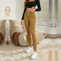 Women's Mustard Yellow High Waist Skinny Jeans, Solid Color Stretch Slim Fit Ankle Denim Pants With Pockets