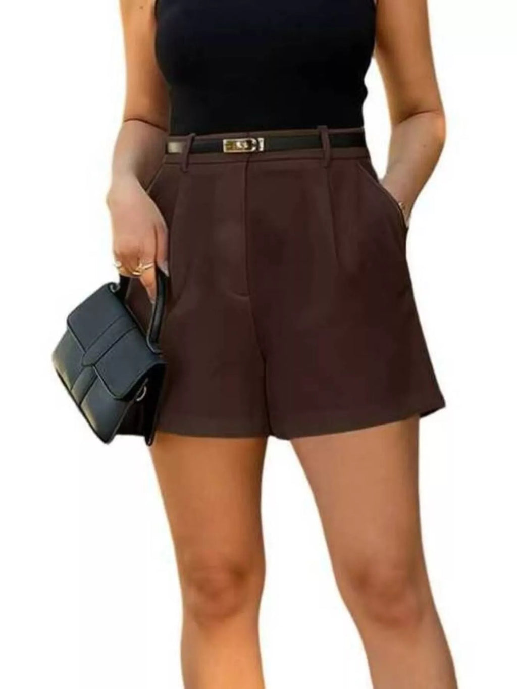 Women's High-Waisted Pleated Shorts