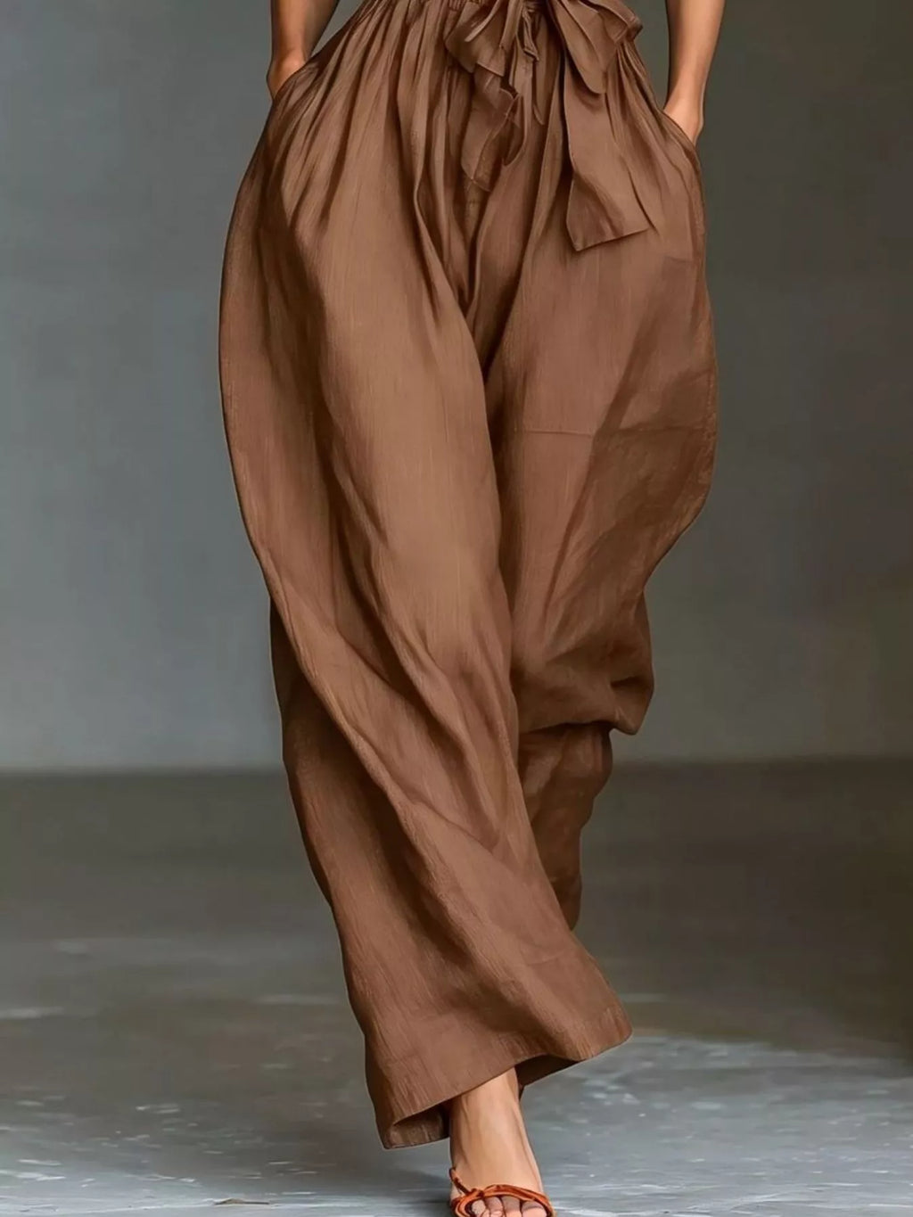 Women's Halter Neck Wide-Leg Jumpsuit with Waist-Tie Detail