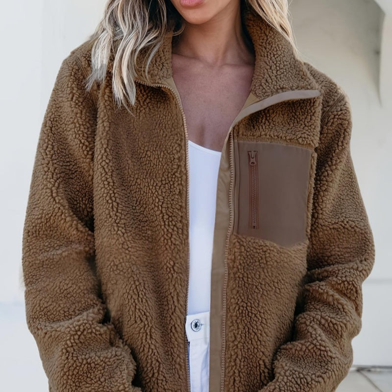 Women's Zippered Fleece Fashionable Casual Jacket