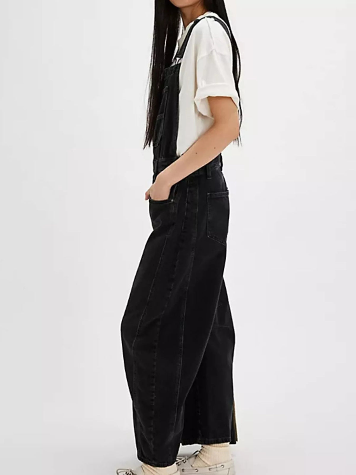 Women's Wide Strap Wide Leg Denim Overalls