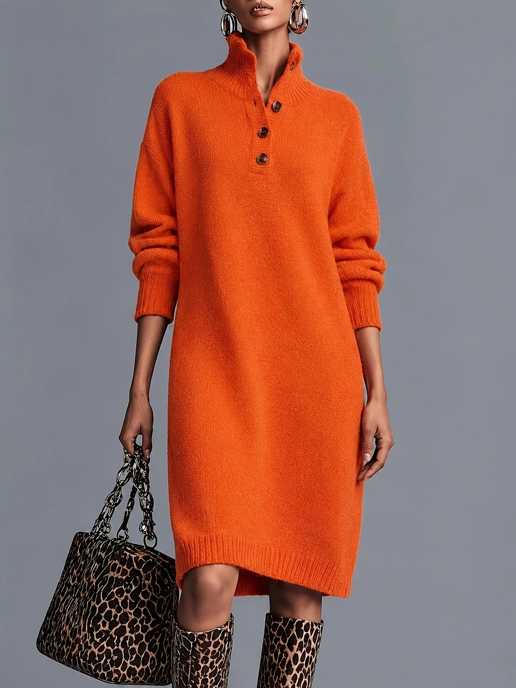 Women's Casual Turtleneck Knit Dress