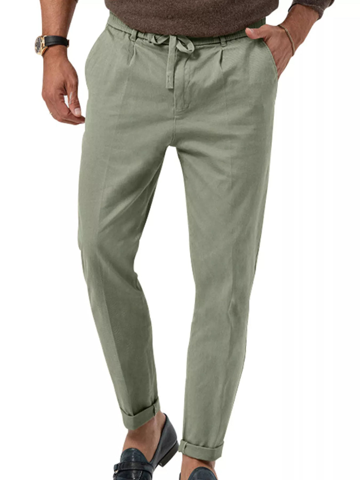 Men's Casual Drawstring Pants, Plus Size - Moss