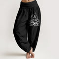 Women's Solid-Color High-Waisted Pleated Pants With Elastic Waist