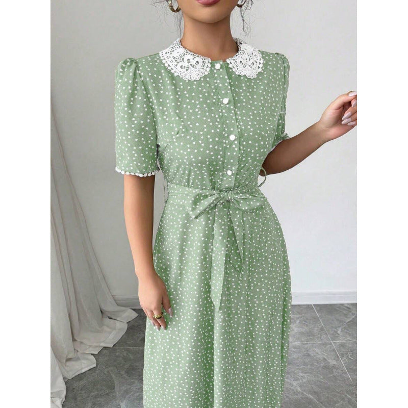 Women's Ruffled-collar Simple And Stylish Short-sleeve Dress