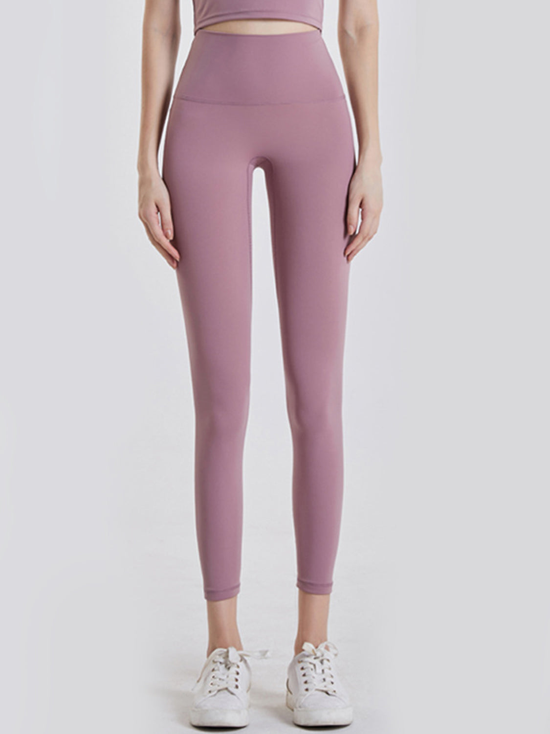 Women's Wide Waistband Sports Leggings - Lilac