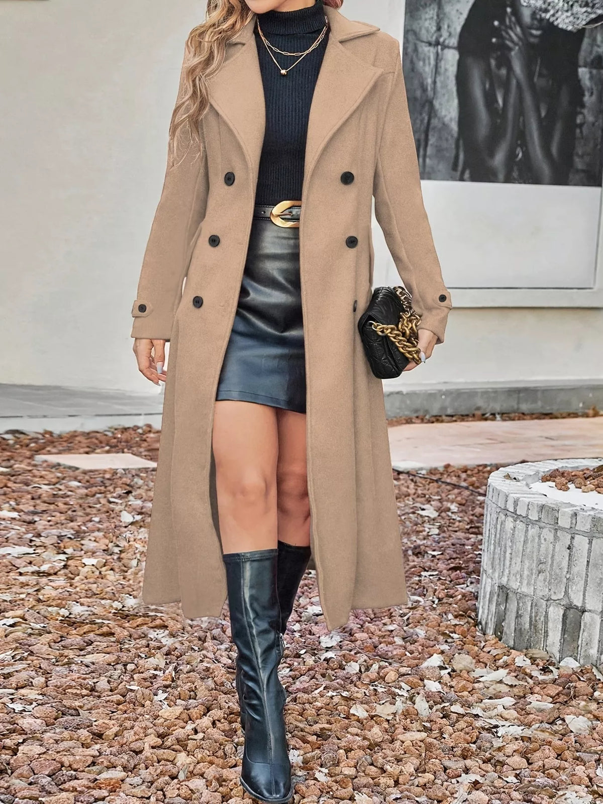 Women's Double-Breasted Longline Coat