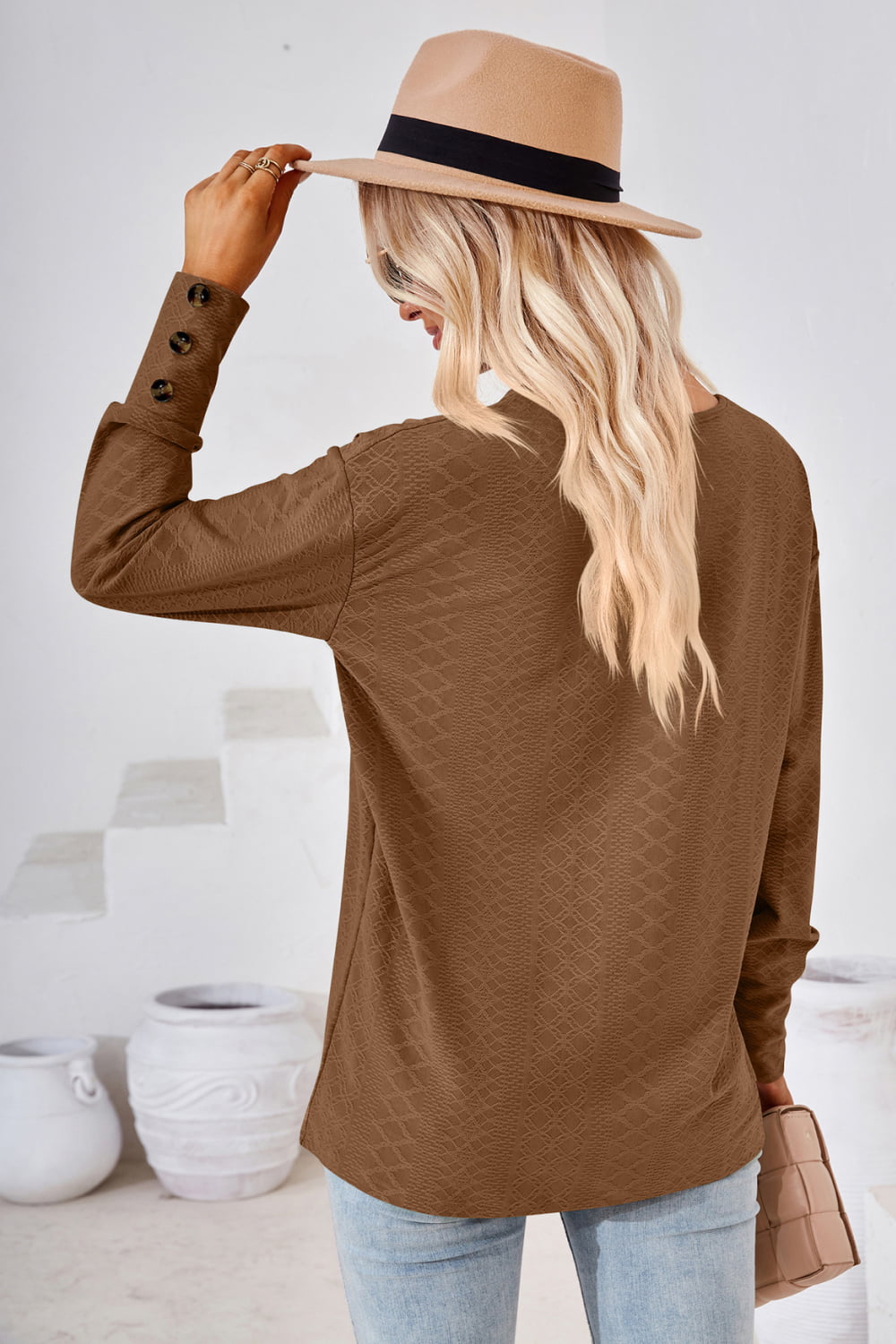 Women's V-Neck Long Sleeve Blouse