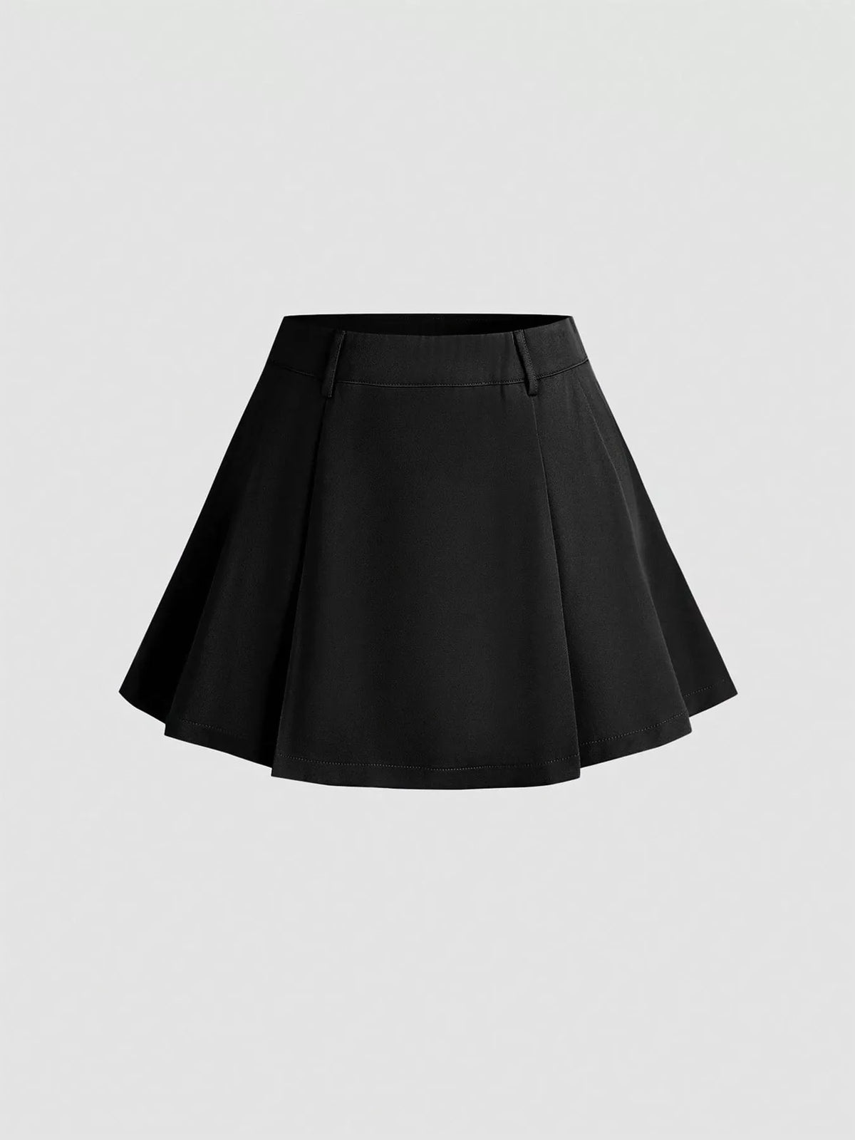 Women's Black Pleated Mini Skirt - Black