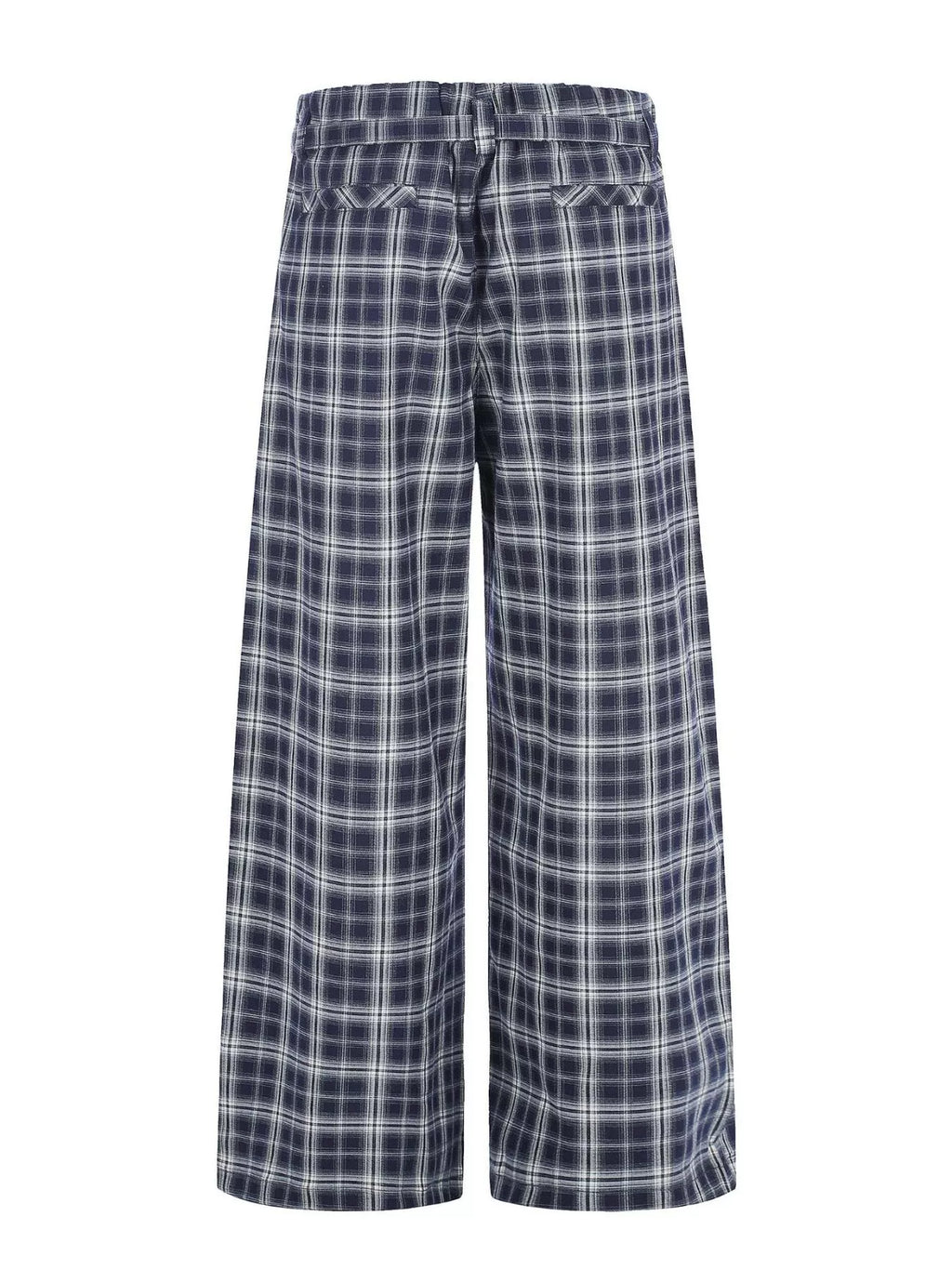 Men's Blue Men's Plaid Wide-Leg Pants - Blue