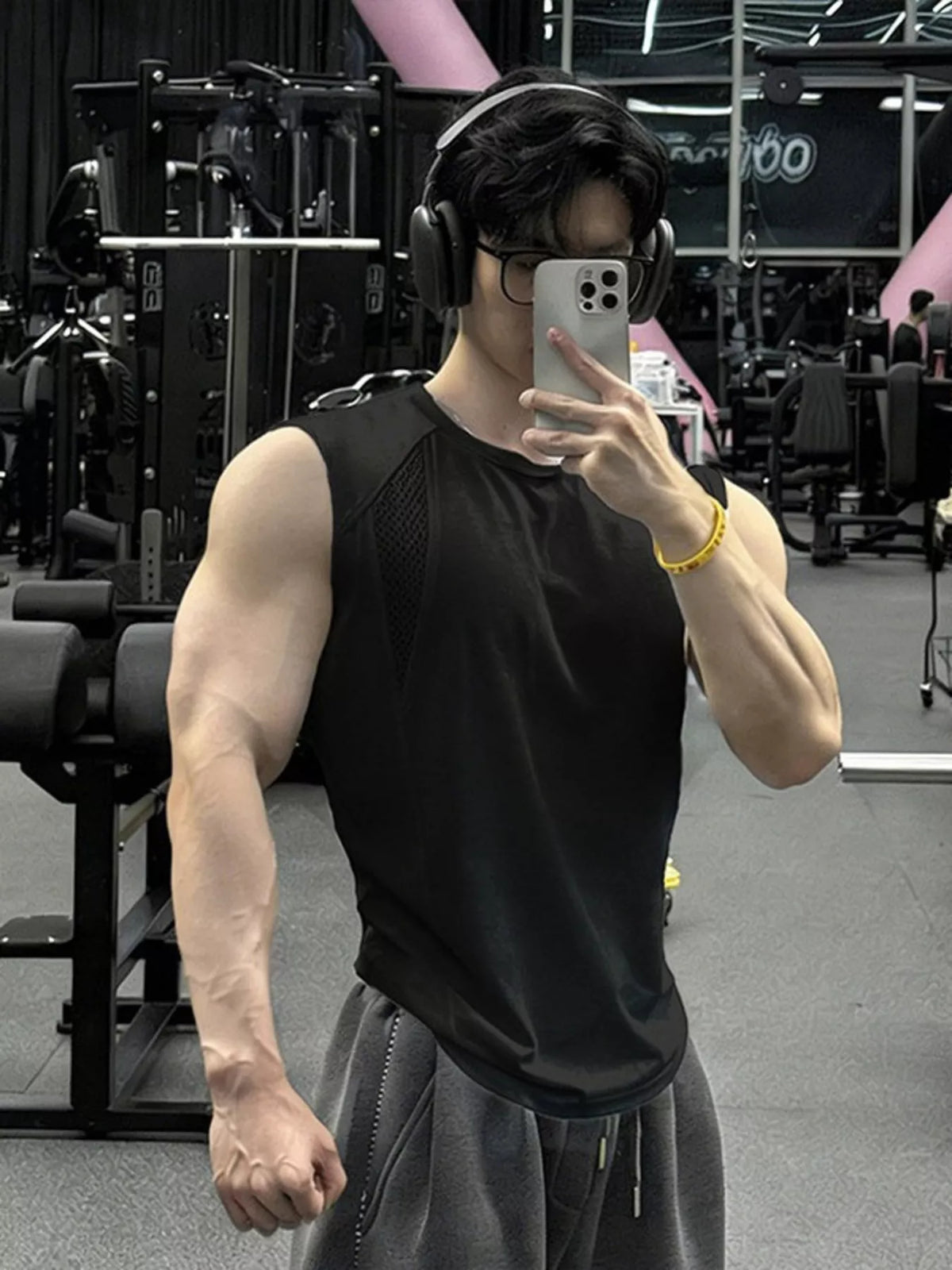 Men's Plus Size Breathable Mesh Panel Tank Top
