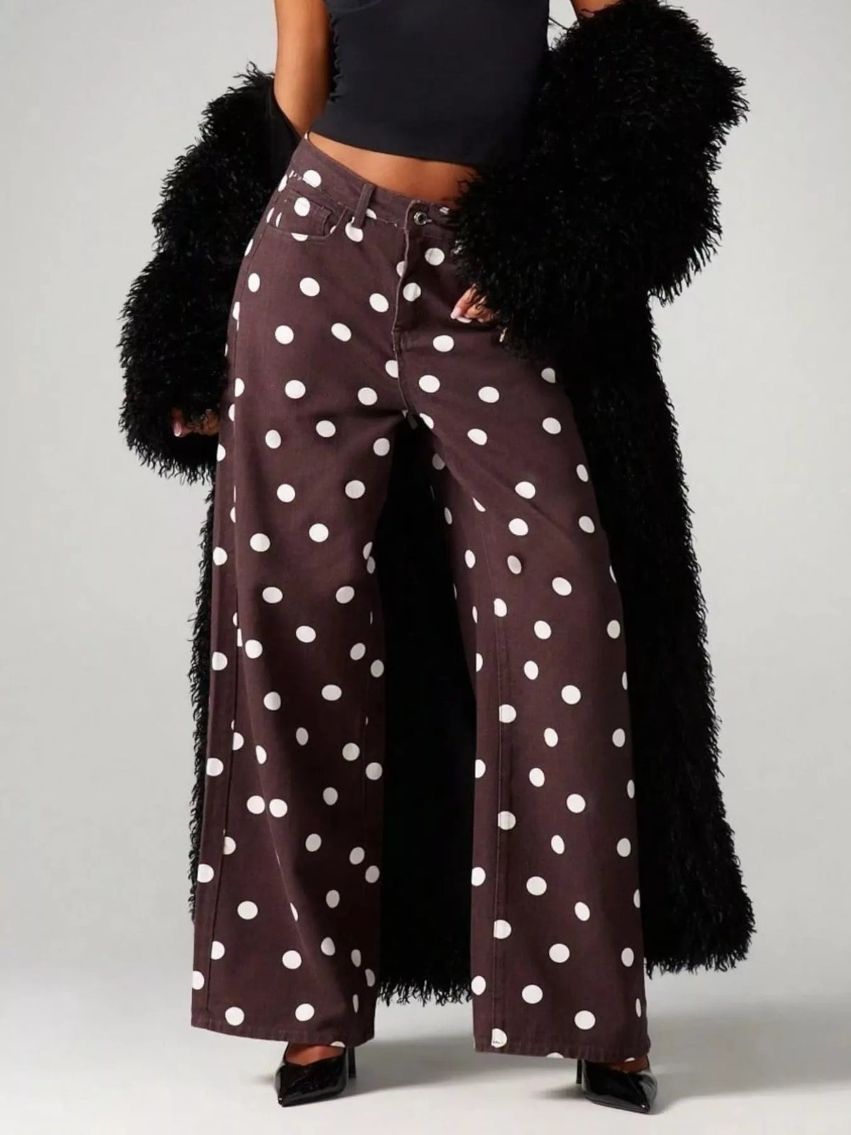 Women's Polka Dot Wide-Leg Jeans