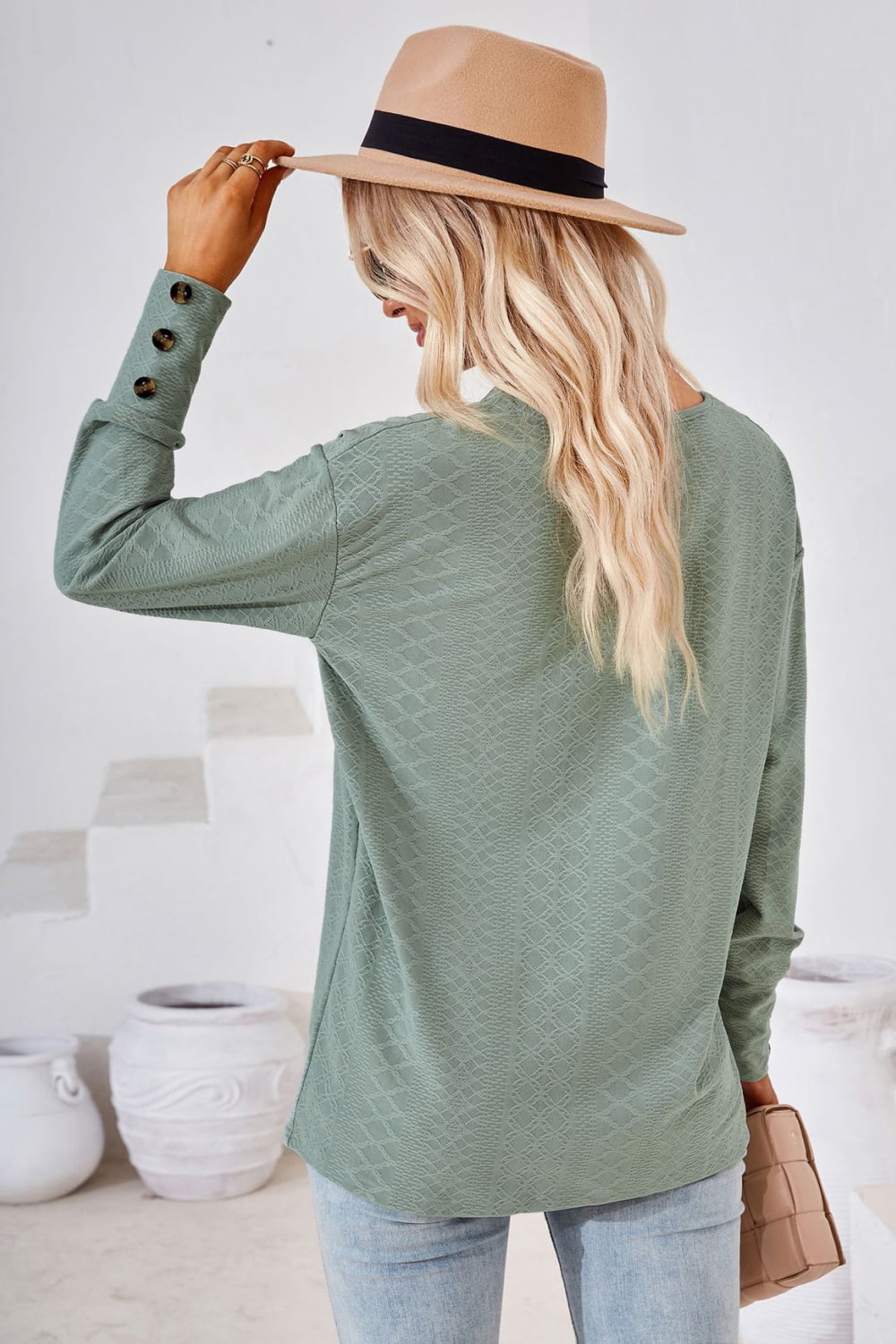 Women's V-Neck Long Sleeve Blouse