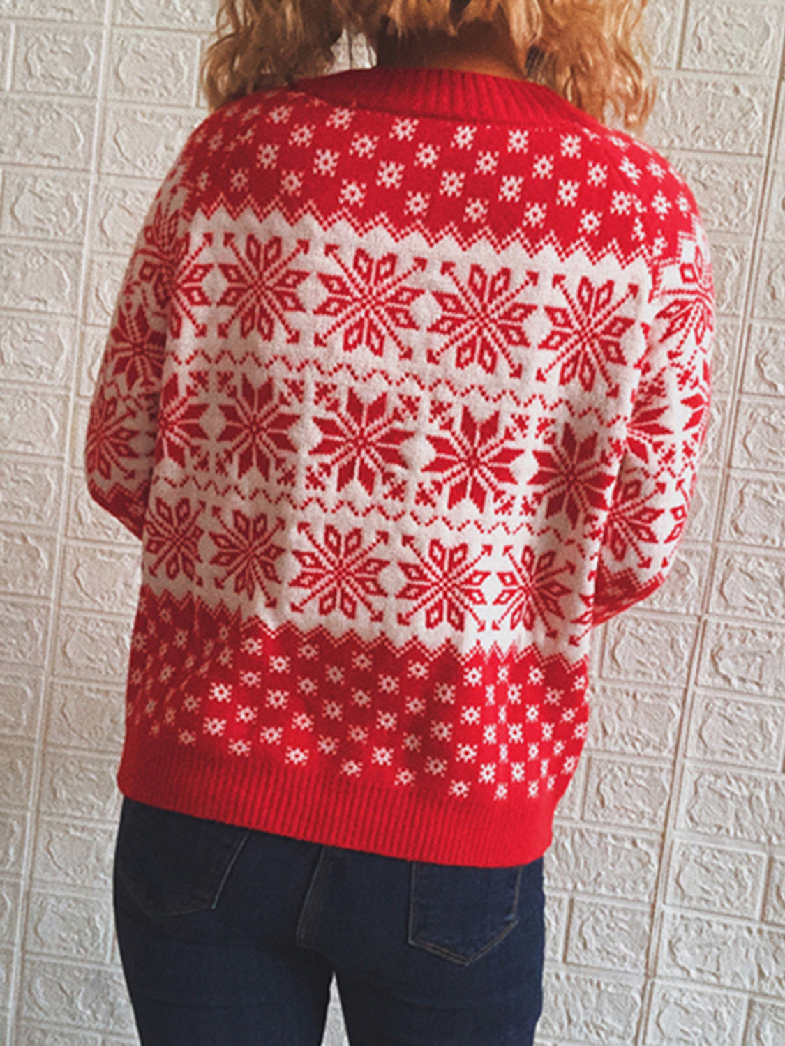 Women's Snowflake Pattern Long Sleeve Sweater