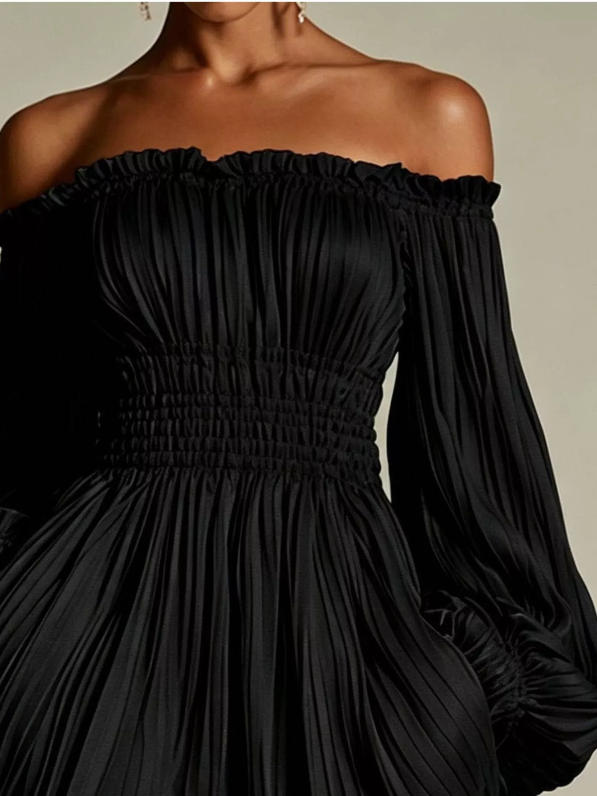 Women's Off-Shoulder Pleated Mini Dress