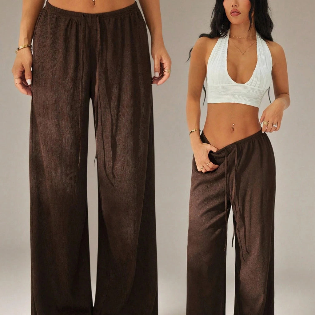 Women's Casual Relaxed-fit Lace-up Trousers